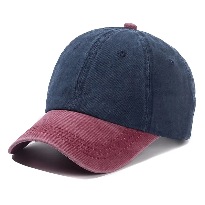 Hot Unisex Cap Two-color Stitching Washed Cotton Baseball Cap Men & Women Casual Adjustable Outdoor Trucker Hats Dropshipping