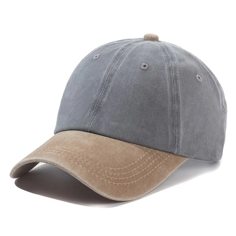 Hot Unisex Cap Two-color Stitching Washed Cotton Baseball Cap Men & Women Casual Adjustable Outdoor Trucker Hats Dropshipping