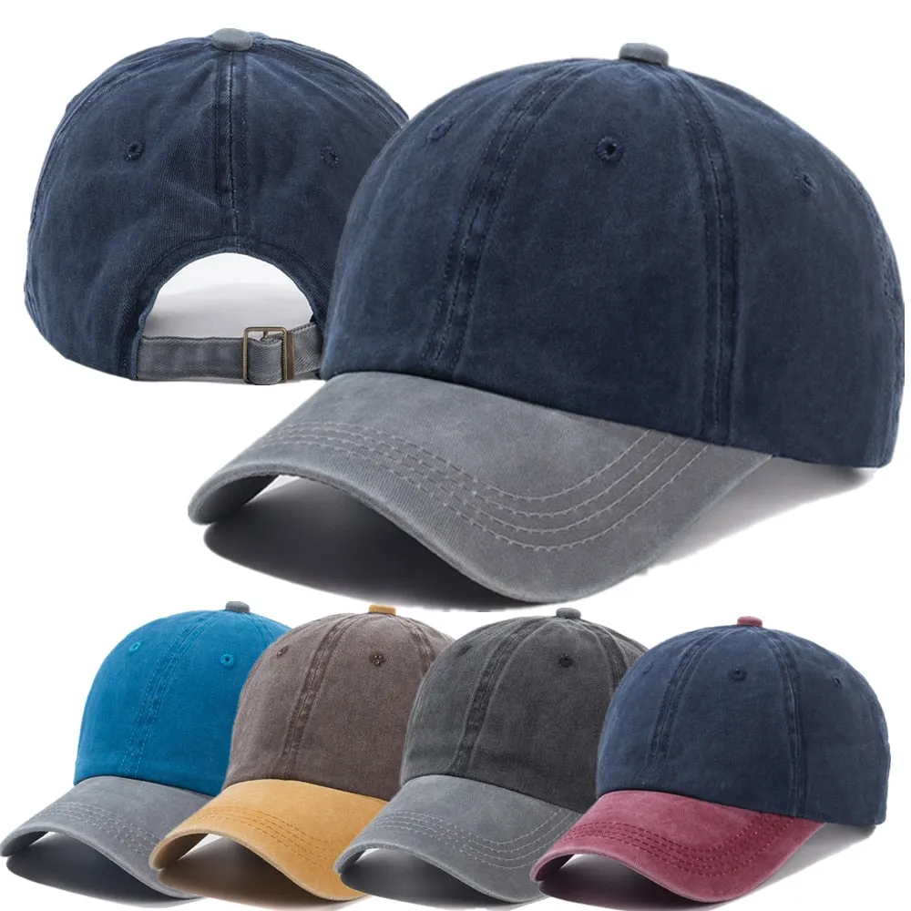 Hot Unisex Cap Two-color Stitching Washed Cotton Baseball Cap Men & Women Casual Adjustable Outdoor Trucker Hats Dropshipping