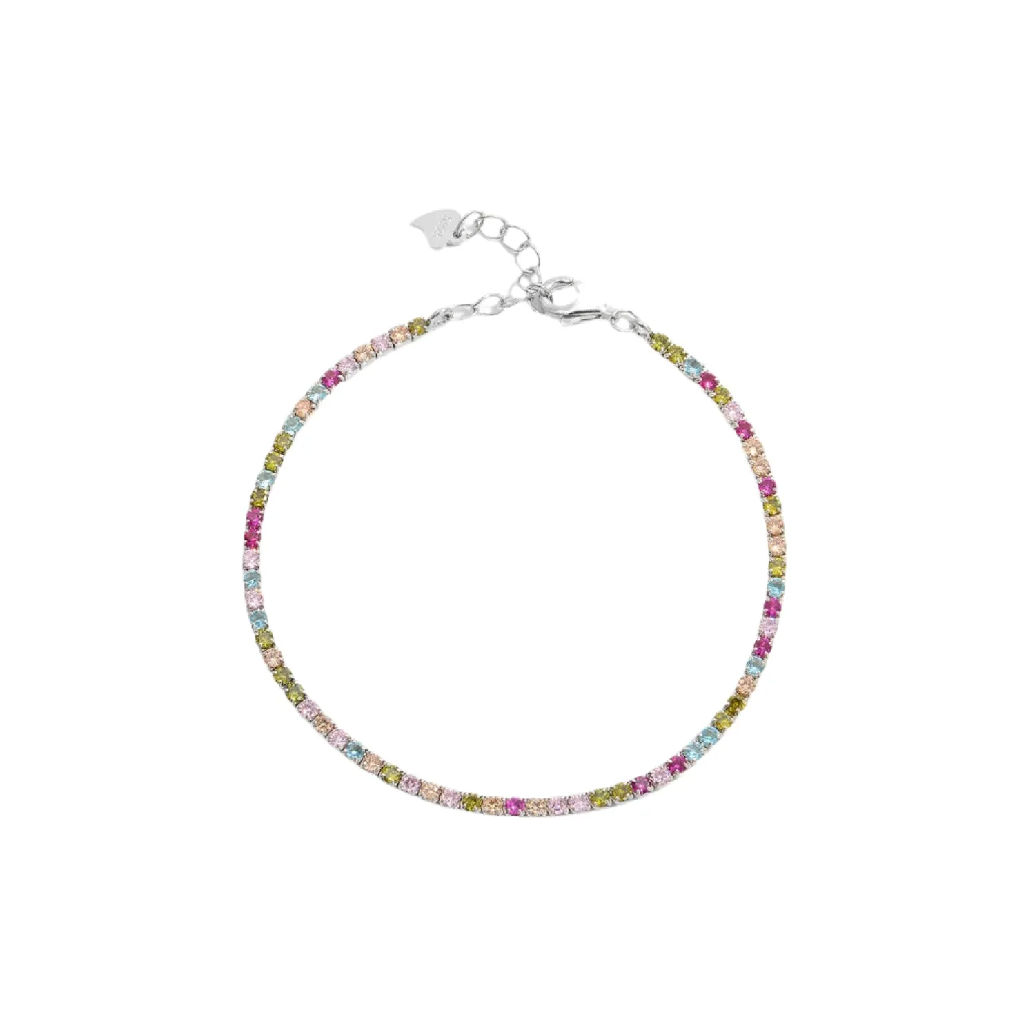 Inlaid Colorful Zircon 925 Sterling Silver Bracelet