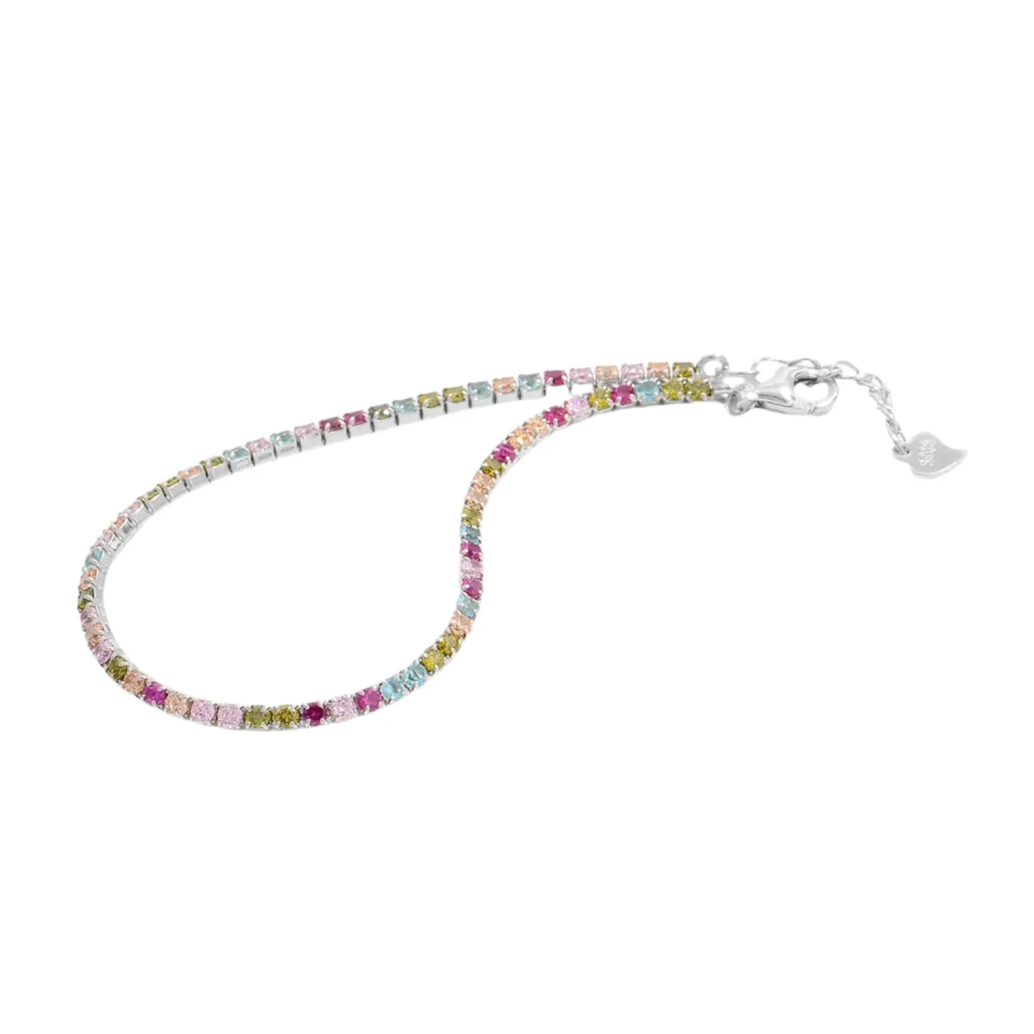 Inlaid Colorful Zircon 925 Sterling Silver Bracelet