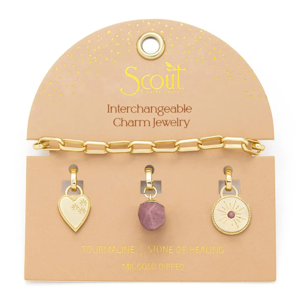 Interchangeable Charm Bracelet - Tourmaline / Healing / Gold