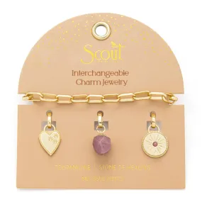 Interchangeable Charm Bracelet - Tourmaline / Healing / Gold