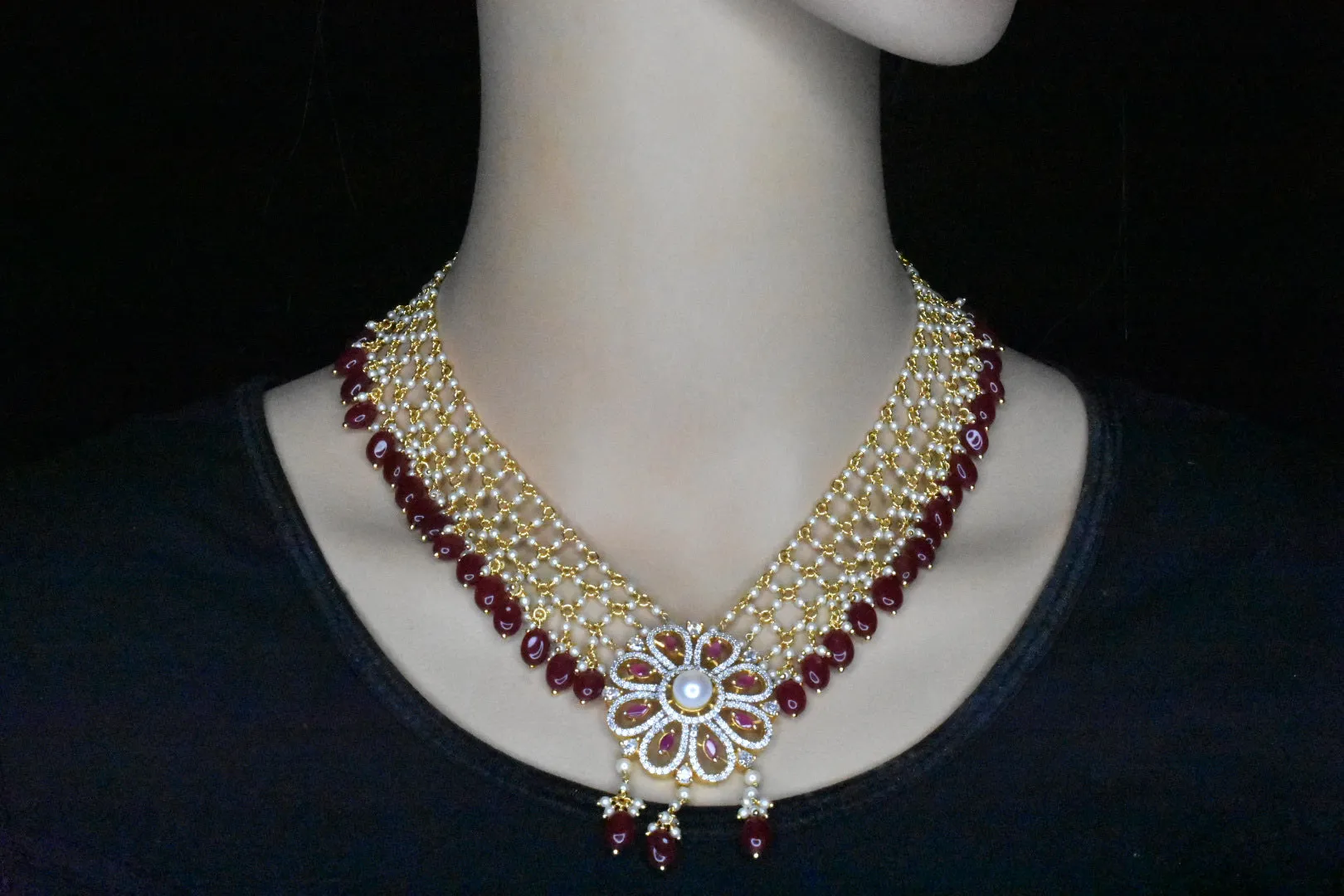 Jaali work pearls Necklace