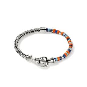 John Hardy Heishi Silver Lapis Lazuli, Turquoise, and Orange Enamel Bracelet