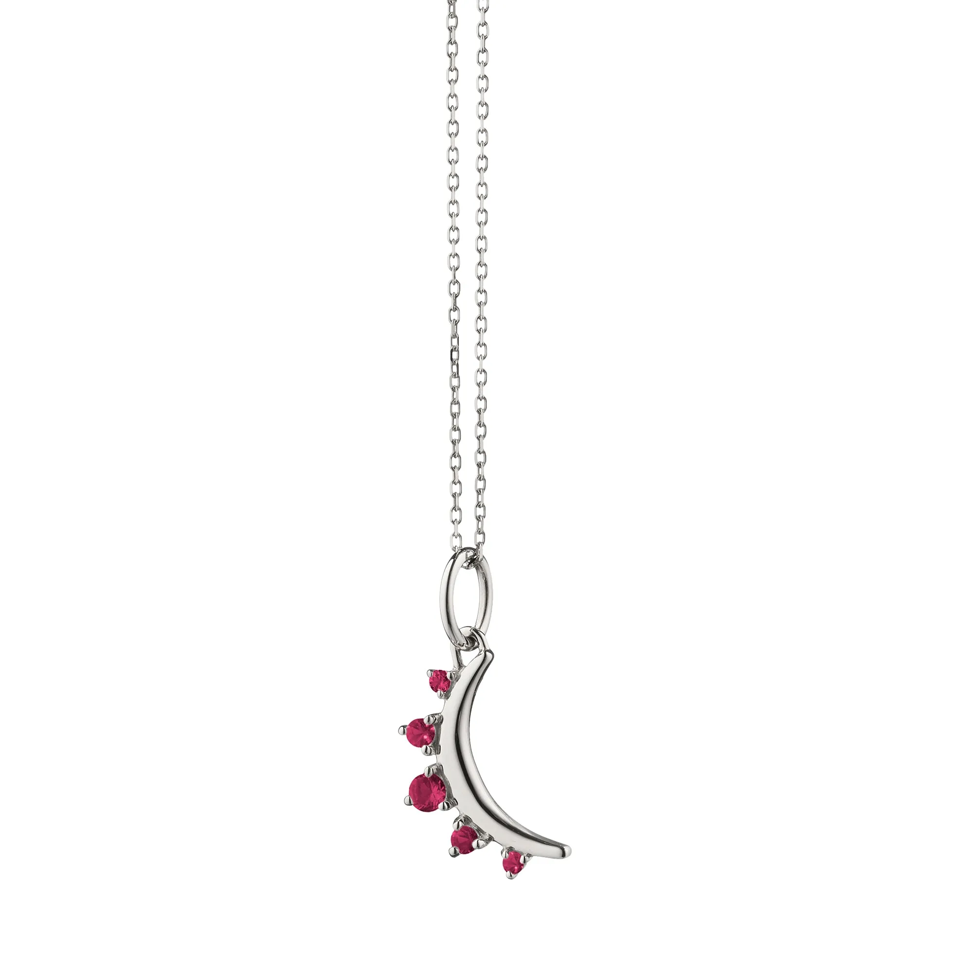 July Ruby "Moon" Sterling Silver Birthstone Necklace