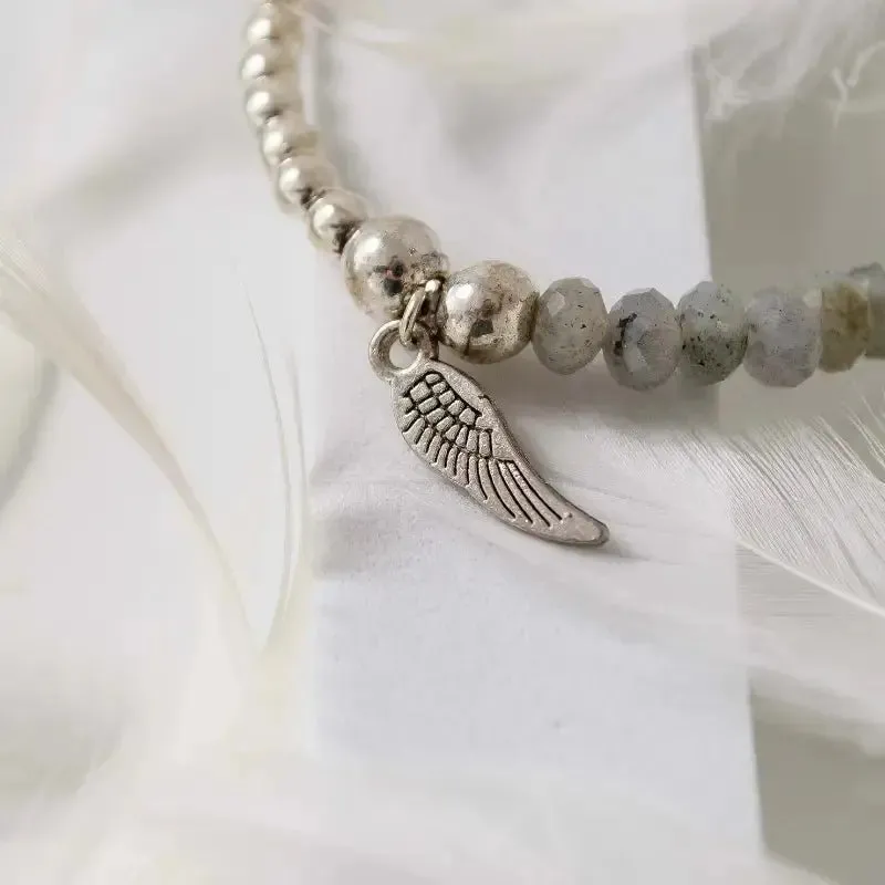 Labradorite Angel Wing Natural Stone Bracelet