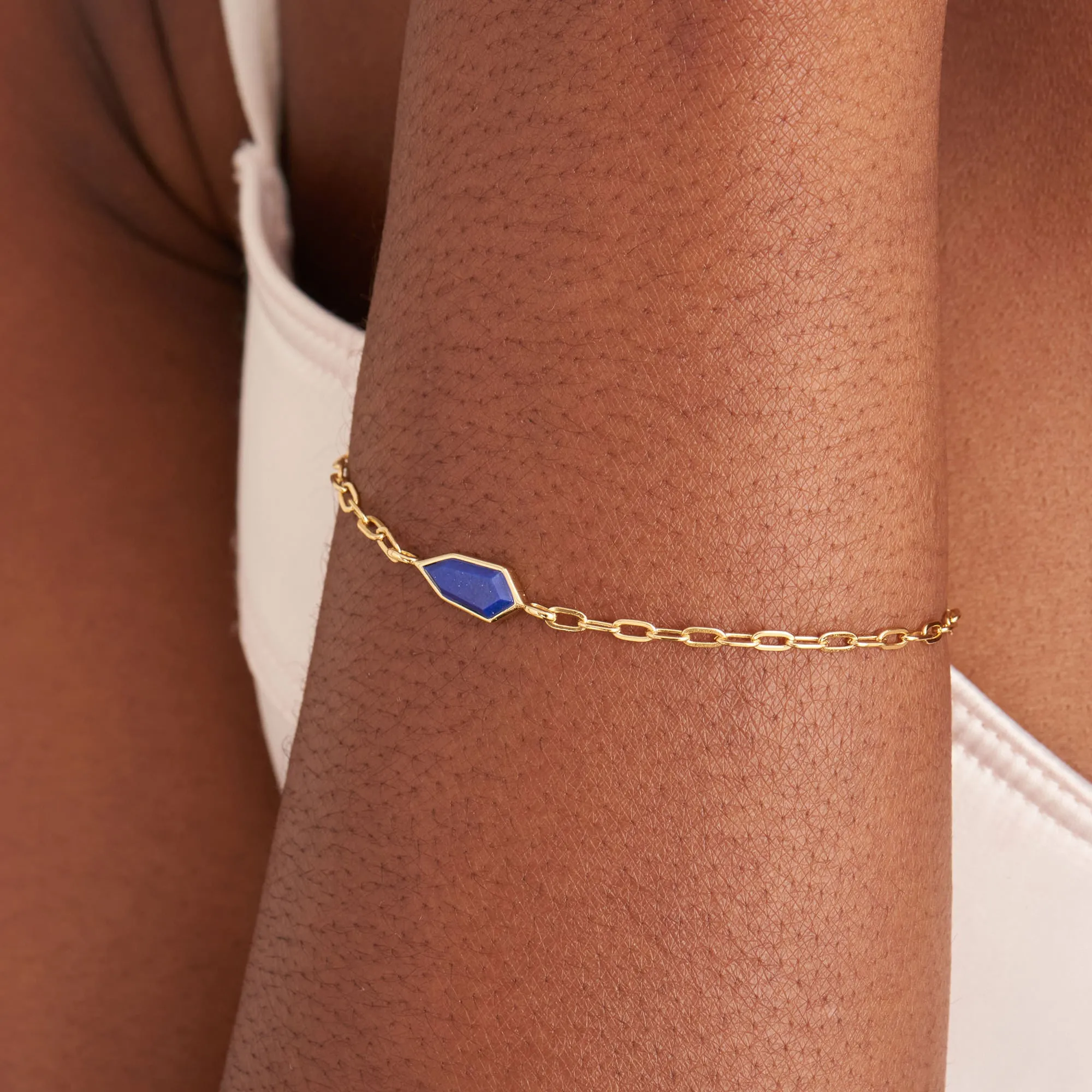 Lapis Emblem Chain Bracelet