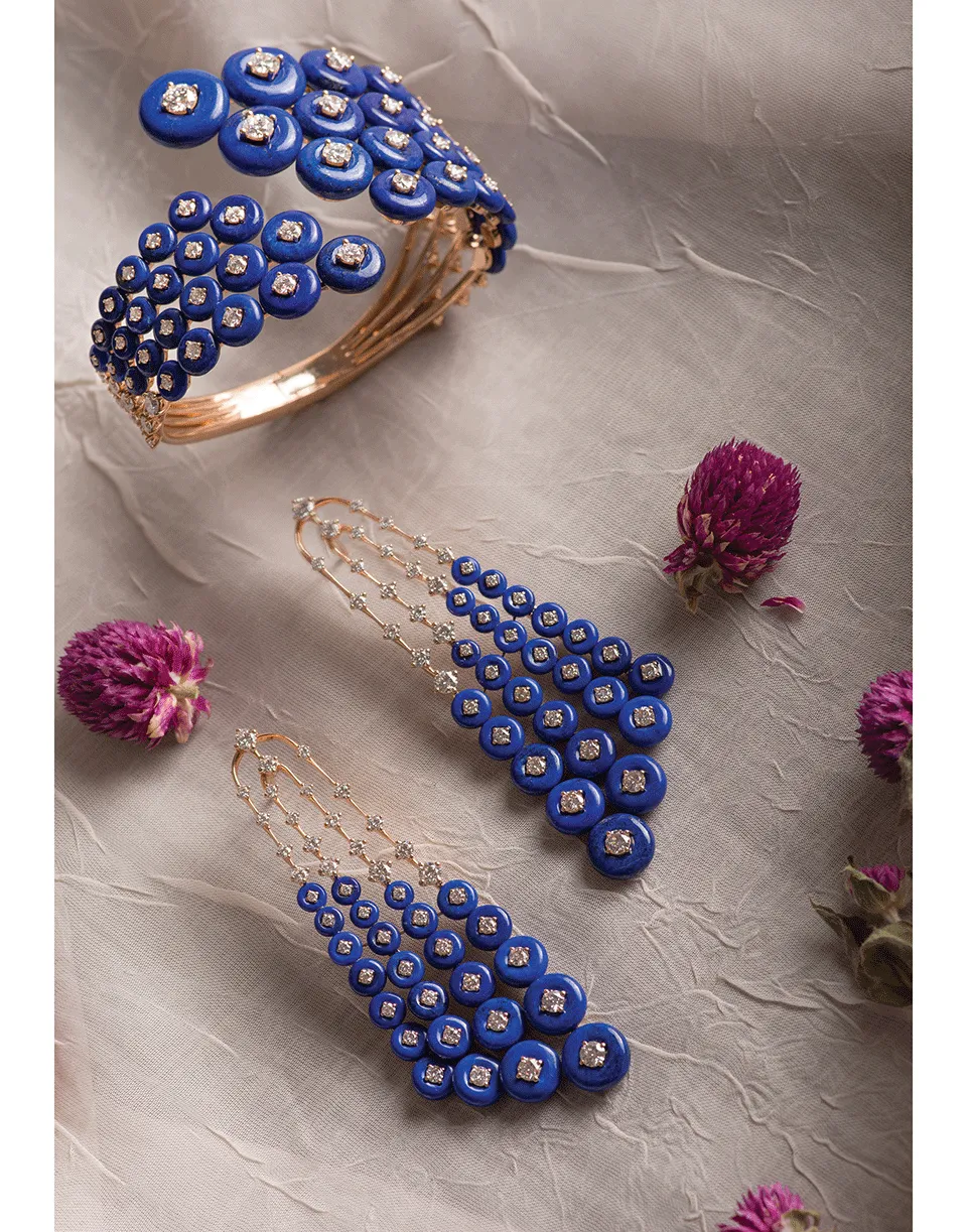 Lapis Lazuli and Diamond Comet Bracelet