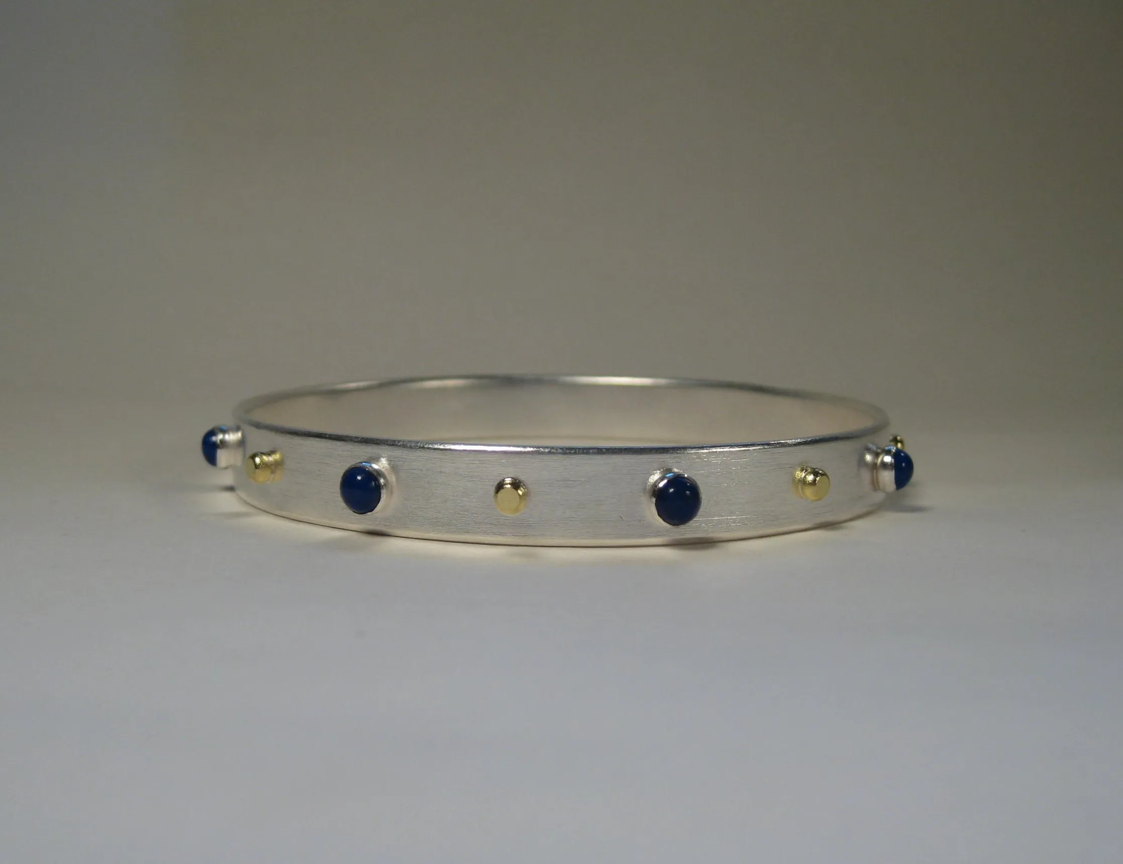 Lapis Lazuli Sterling Silver Bangle with 18k Gold Dots