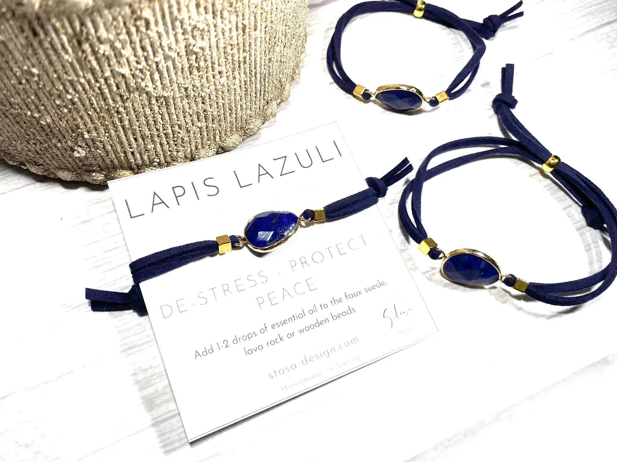 Lapis Lazuli Suede Crystal Diffuser Bracelet