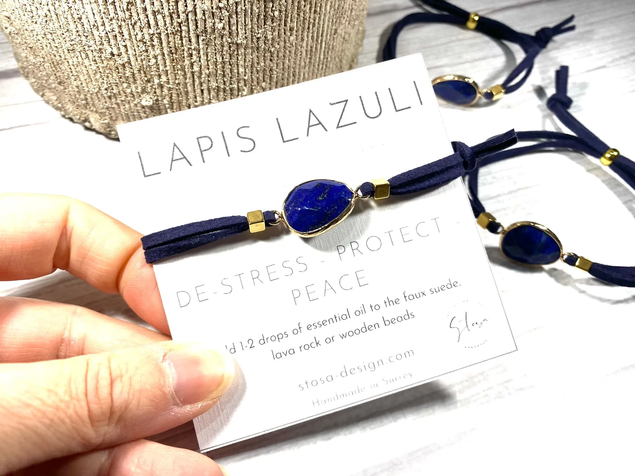 Lapis Lazuli Suede Crystal Diffuser Bracelet