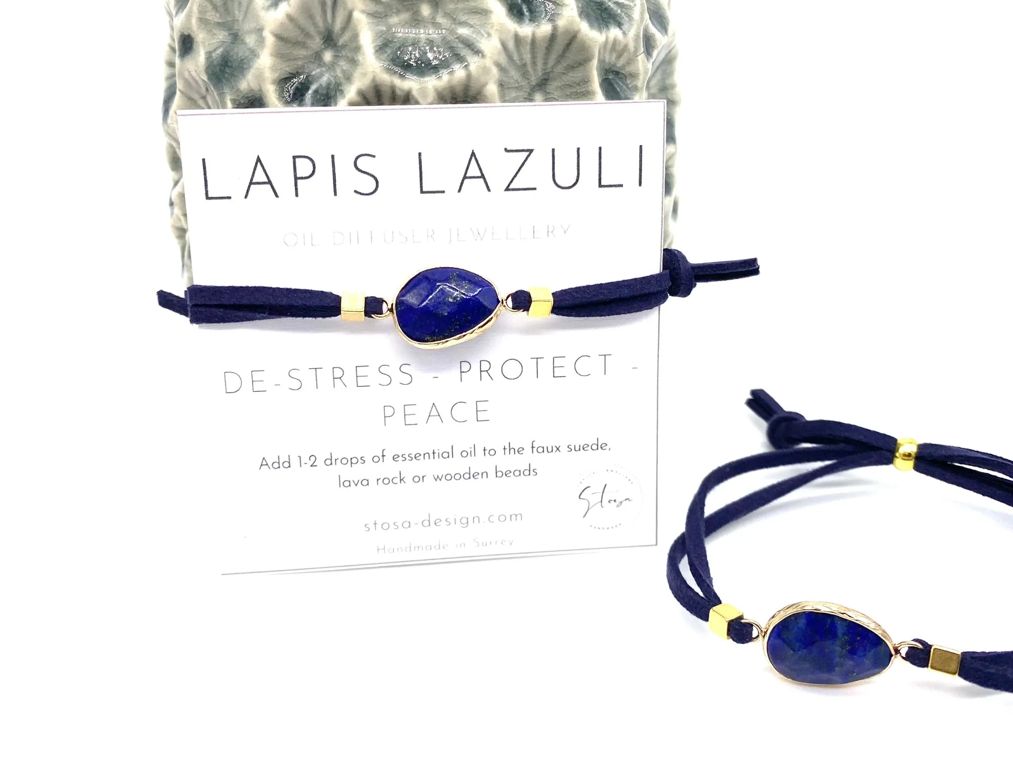 Lapis Lazuli Suede Crystal Diffuser Bracelet