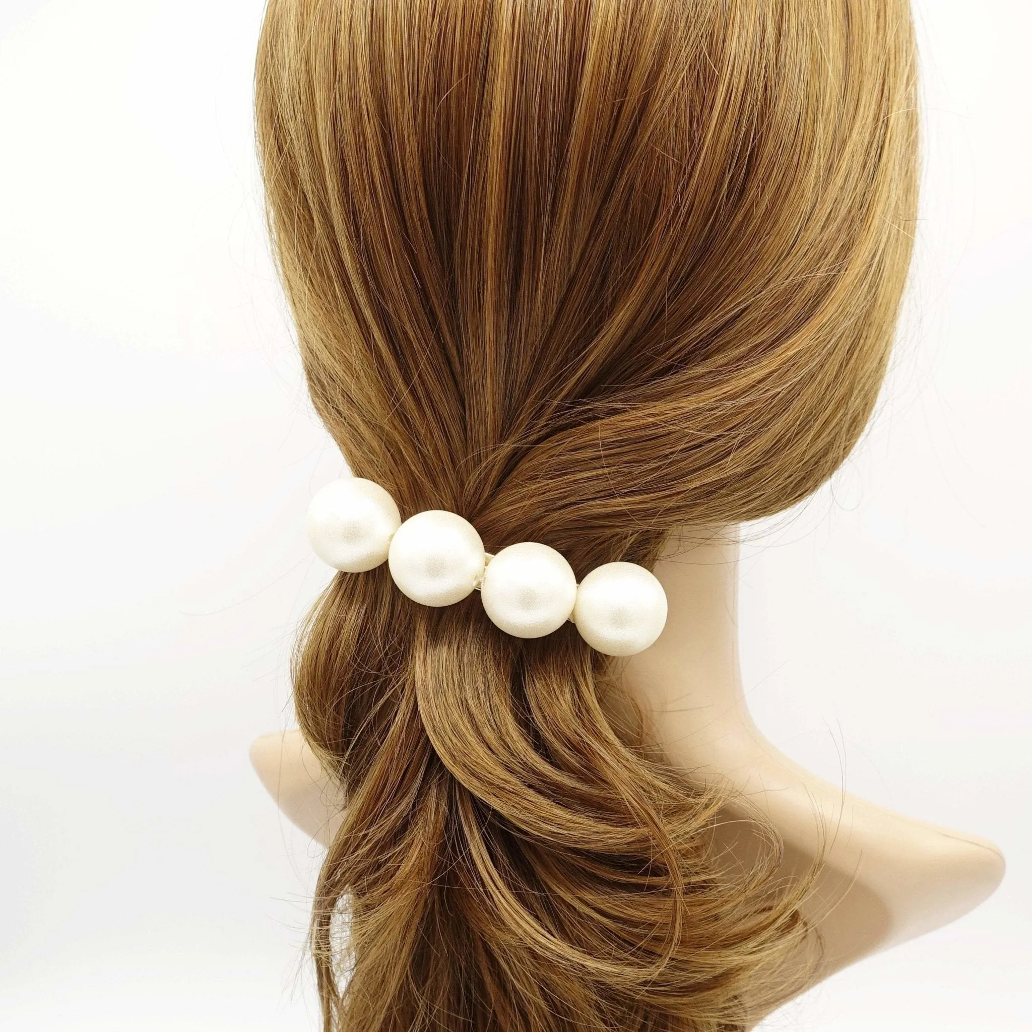 large cotton pearl ball beaded hair barrette