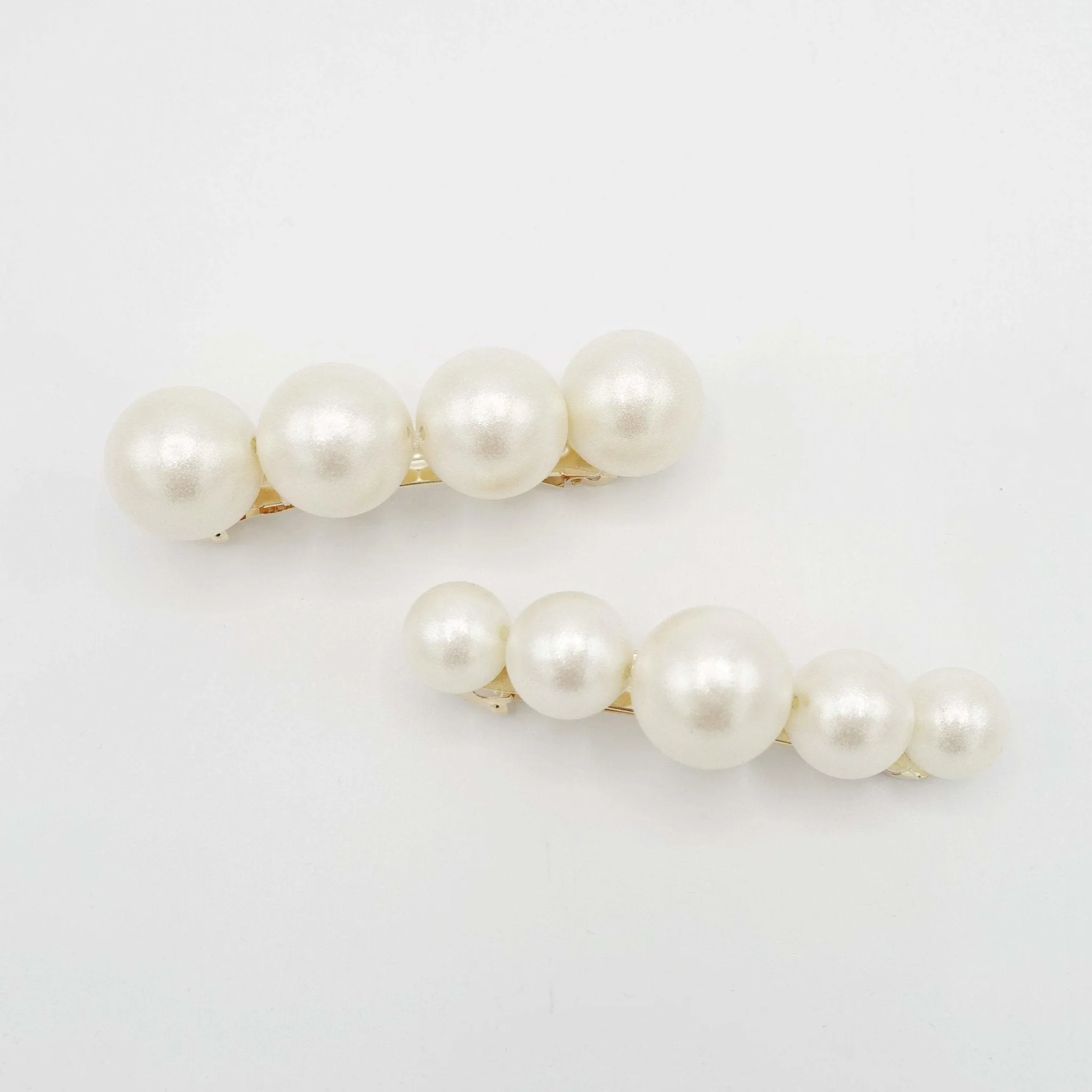 large cotton pearl ball beaded hair barrette