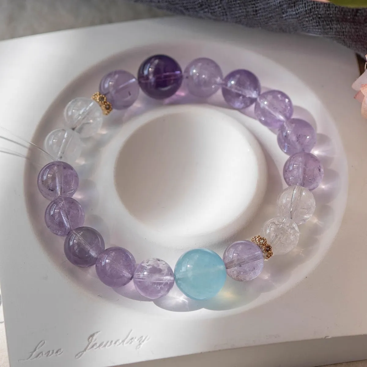 Lavender Amethyst and Crystal Sterling Silver Bracelet - Fortune's Favor Collection