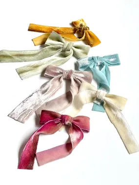 Le Petite Hand Dyed Silk Velvet Bow | 100% Silk Velvet | Bow Clip or Barrette | Luxury Designer Hair Piece | Made to Order