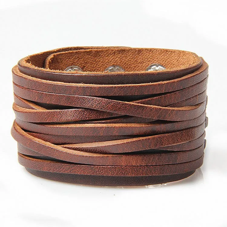 Leather bracelet high quality punk cowhide bracelet fashion jewelry 100% genuine leather handmade jewelry