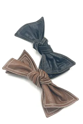 Leather Knotted Bow Barrette