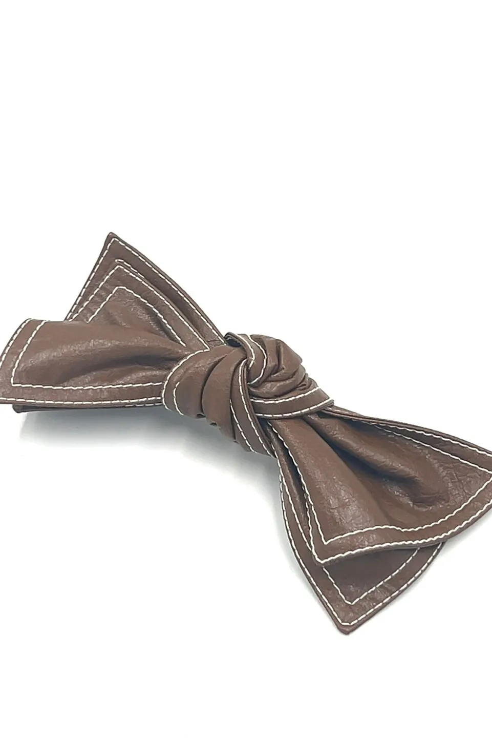 Leather Knotted Bow Barrette