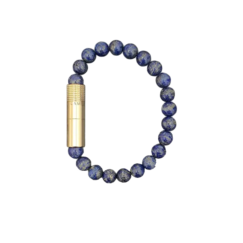 Les Fines Lames Punch Bracelet GOLD LAPIS LAZULI 8mm Extra Large