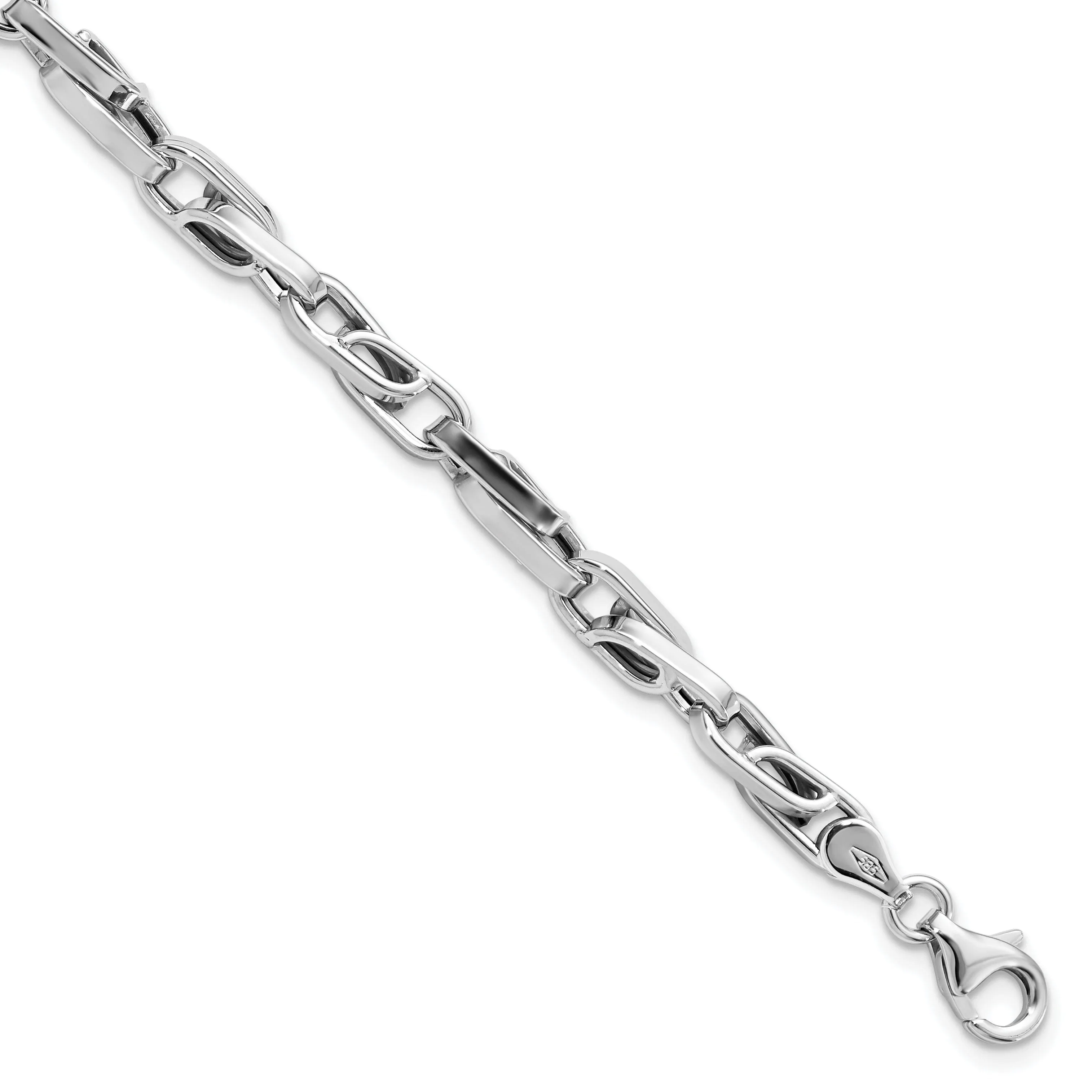 Leslie 14k White Gold Polish Fancy Link Bracelet