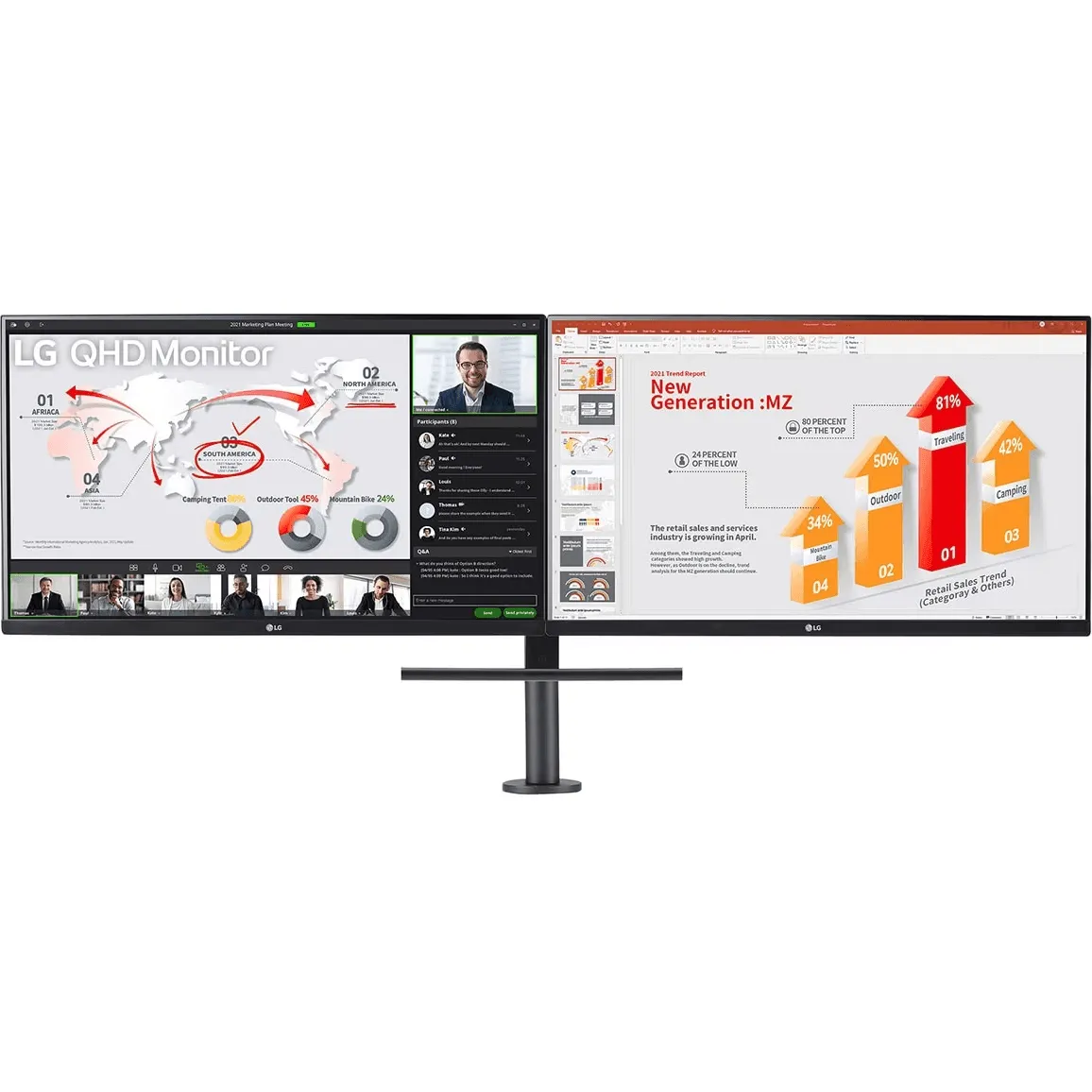 LG Ergo Dual 27" Monitor 75Hz QHD HDR10 FreeSync IPS Adjustable