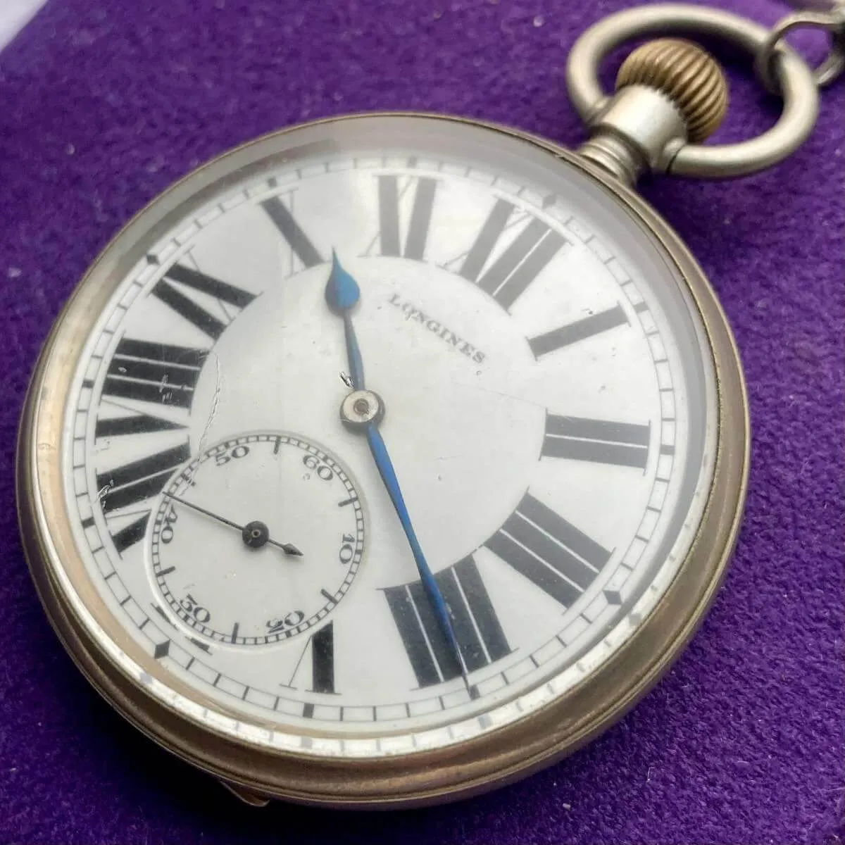 Longines Pocket Watch Antique Manual Open Face Roman 43mm