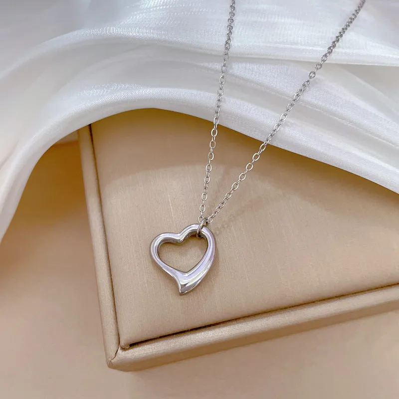 Love Heart Real Gold  Necklace Female