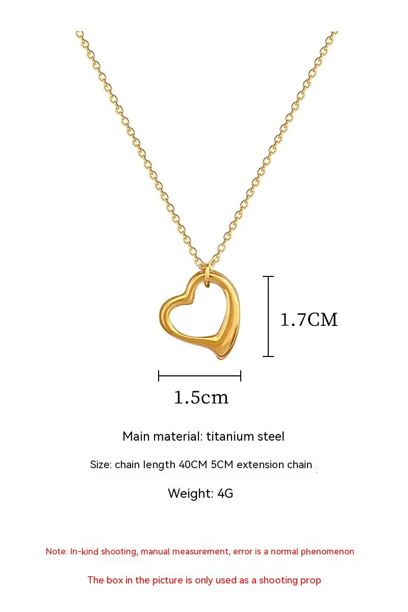 Love Heart Real Gold  Necklace Female