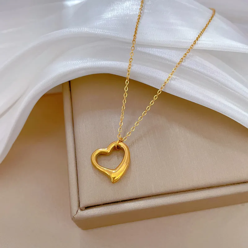 Love Heart Real Gold  Necklace Female