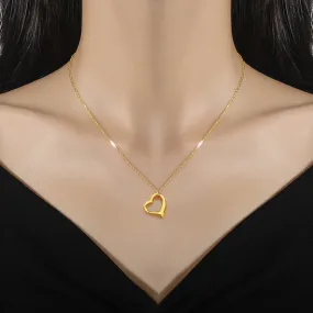 Love Heart Real Gold  Necklace Female