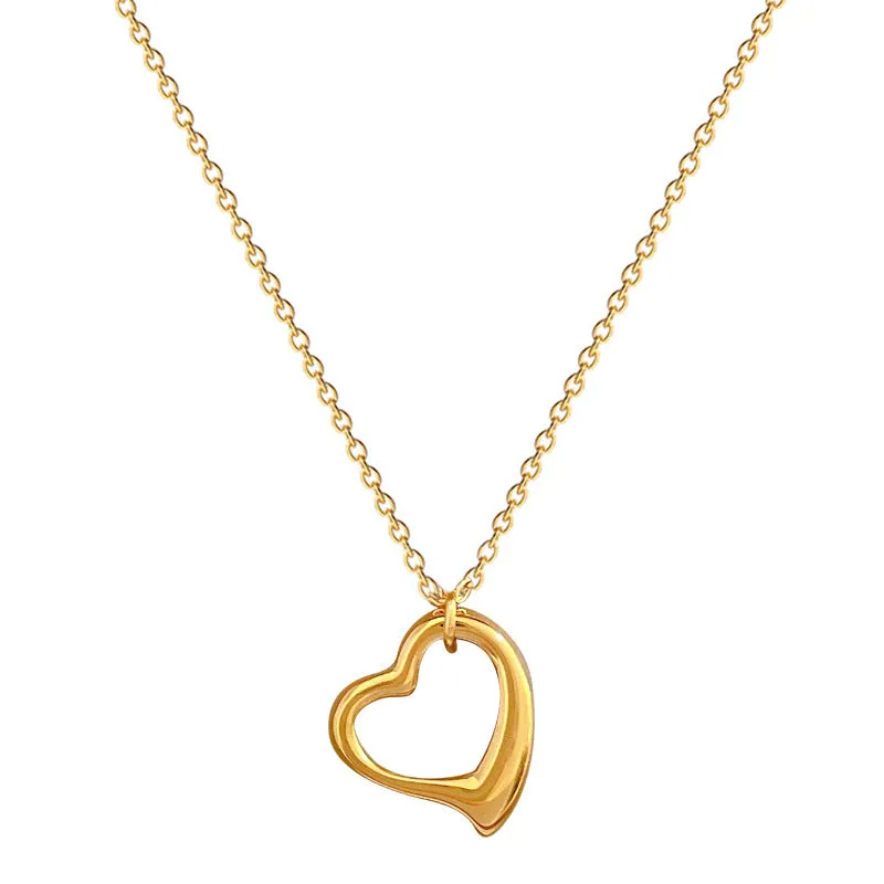 Love Heart Real Gold  Necklace Female