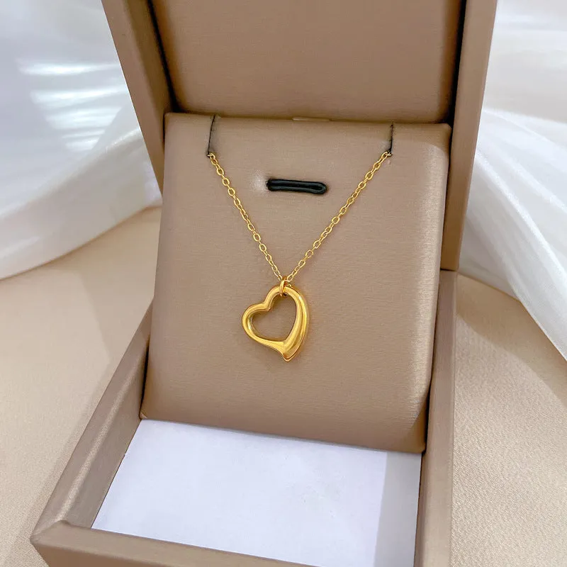 Love Heart Real Gold  Necklace Female