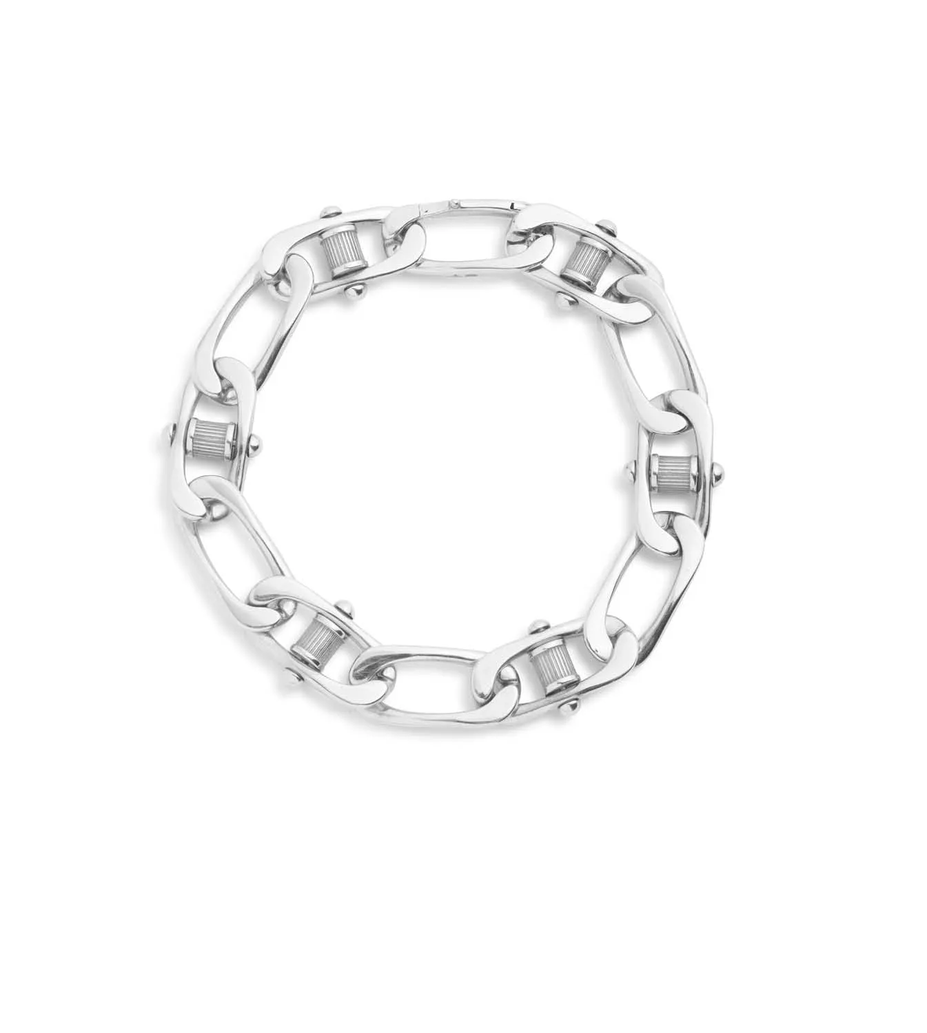 Love Struck Pierced Curb Chain Bracelet White Gold