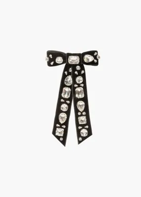 Lucia Bow Barrette -- Black Crystal