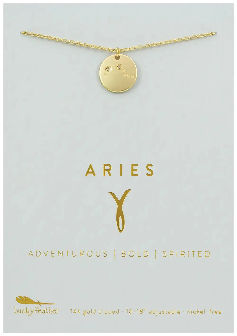 Lucky Feather Zodiac Necklace: Aries