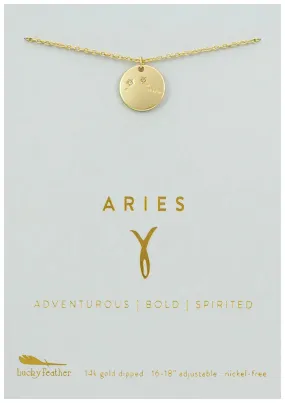 Lucky Feather Zodiac Necklace: Aries