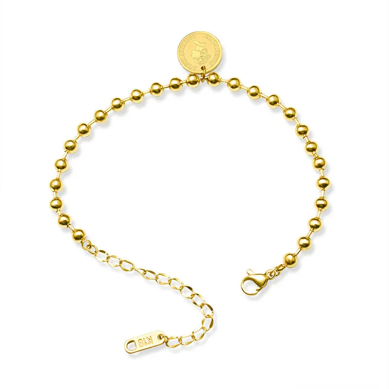 Luxurious 18K Gold Plated Geometric Steel Ball Bracelet