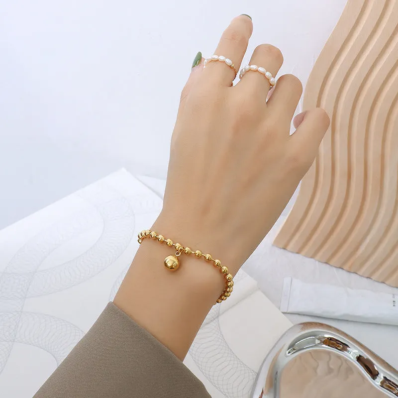 Luxurious 18K Gold Plated Geometric Steel Ball Bracelet