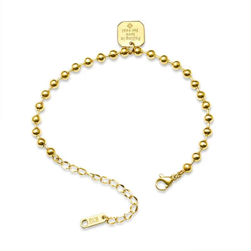 Luxurious 18K Gold Plated Geometric Steel Ball Bracelet