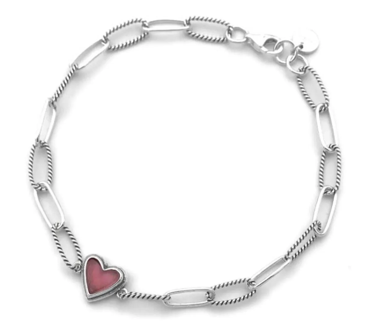 M379 Pink Stone Heart Bracelet 19CM