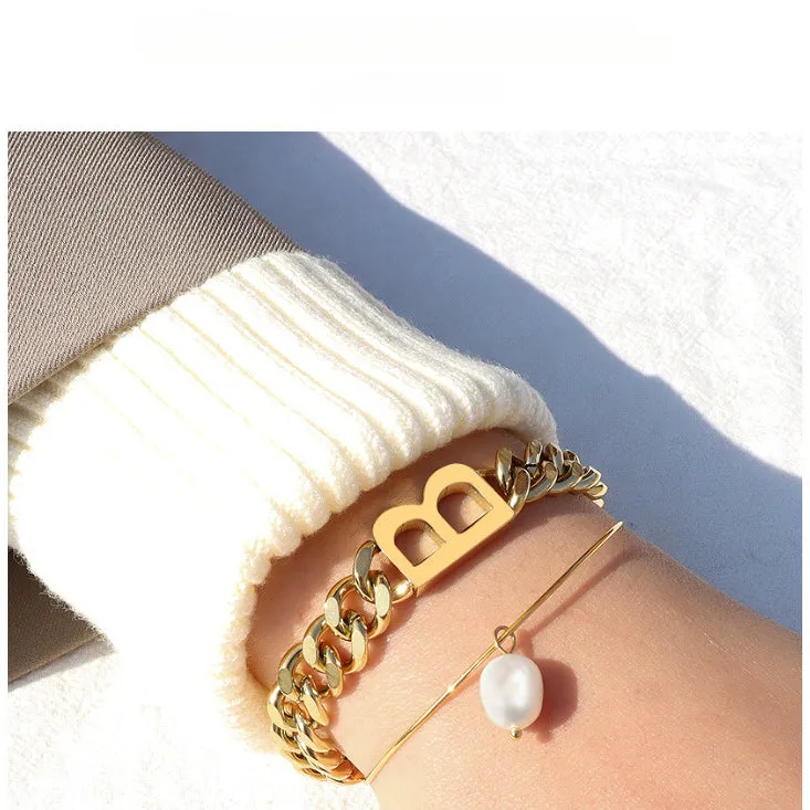 Magnetic Clasp Freshwater Pearl Charm Bangle Bracelet