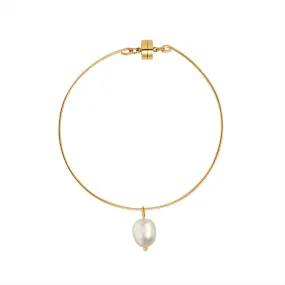 Magnetic Clasp Freshwater Pearl Charm Bangle Bracelet