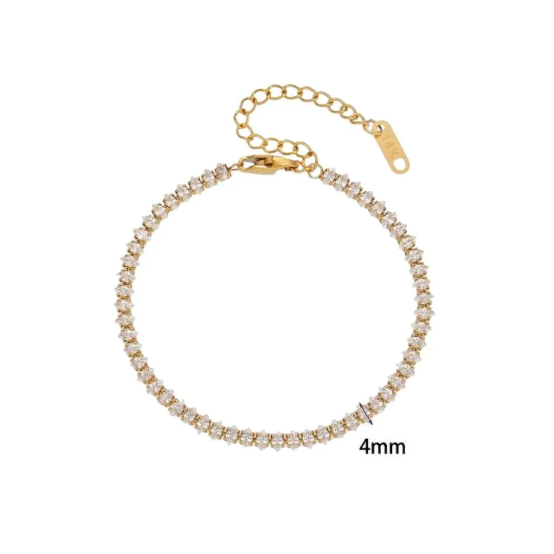 Marquise Cut Zirconia & Gold Tennis Bracelet