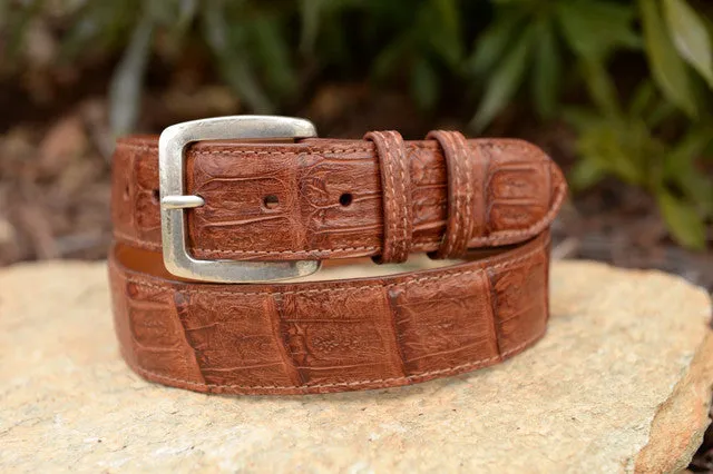 Matte Caiman Tail Belt: Burnished Cognac