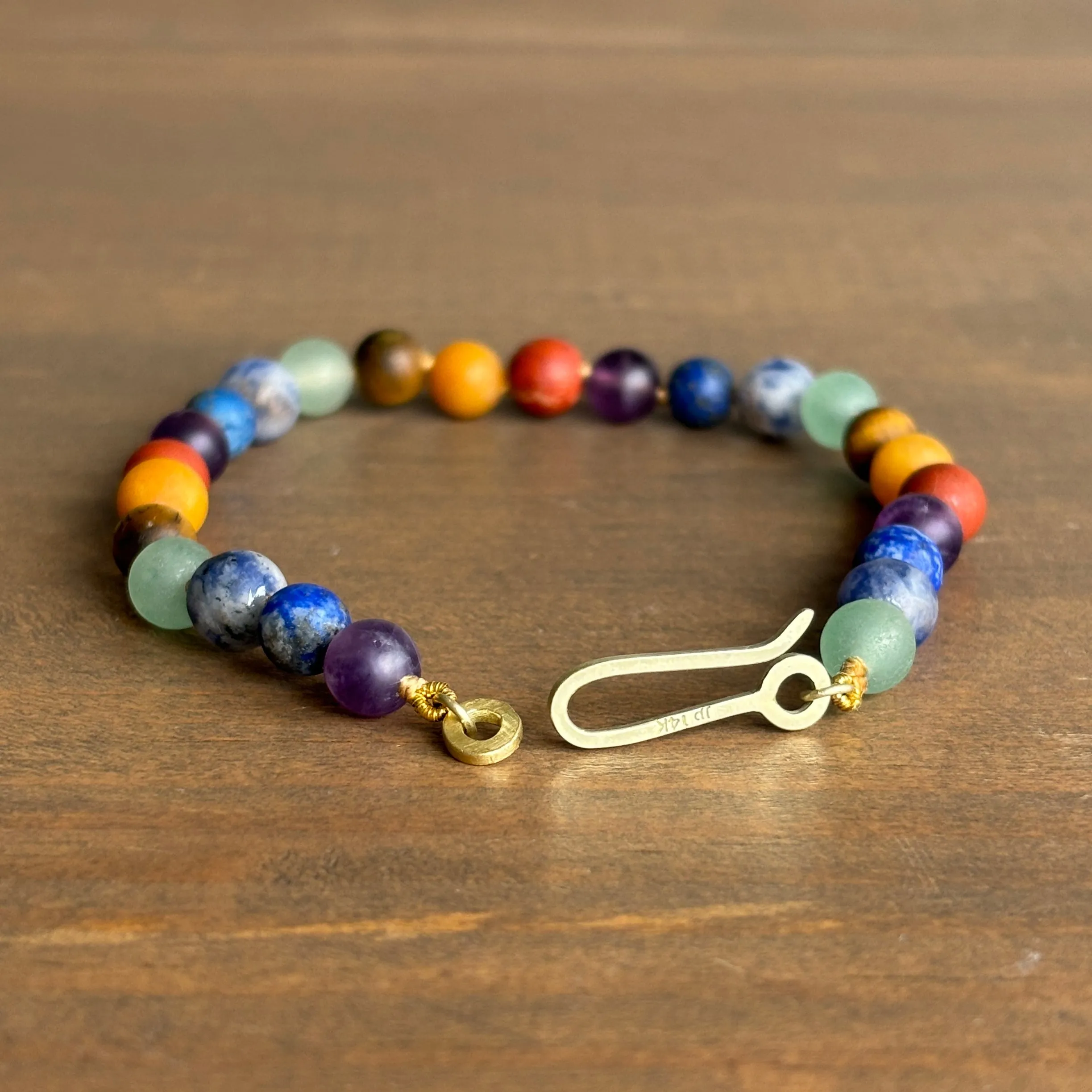 Matte Round Chakra Bead Bracelet