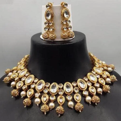 Meena Kundan Peach Set