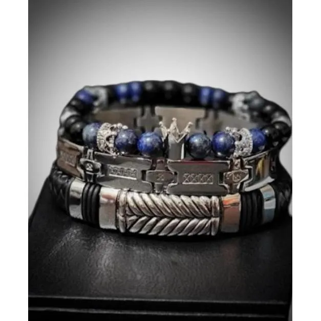 Men' Lapis Lazuli and Onyx Bracelet set