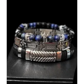 Men' Lapis Lazuli and Onyx Bracelet set